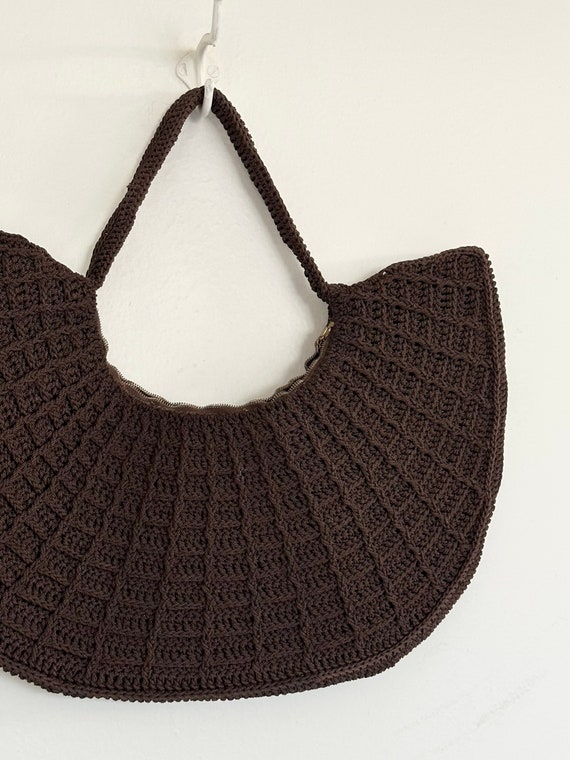 70s brown crochet bag - image 5