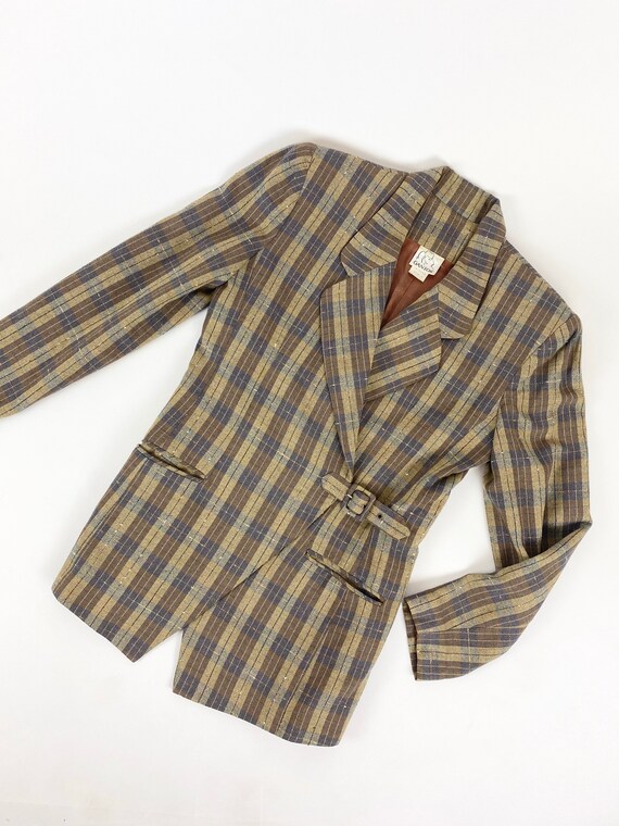 90s Plaid Buckle Blazer •medium•