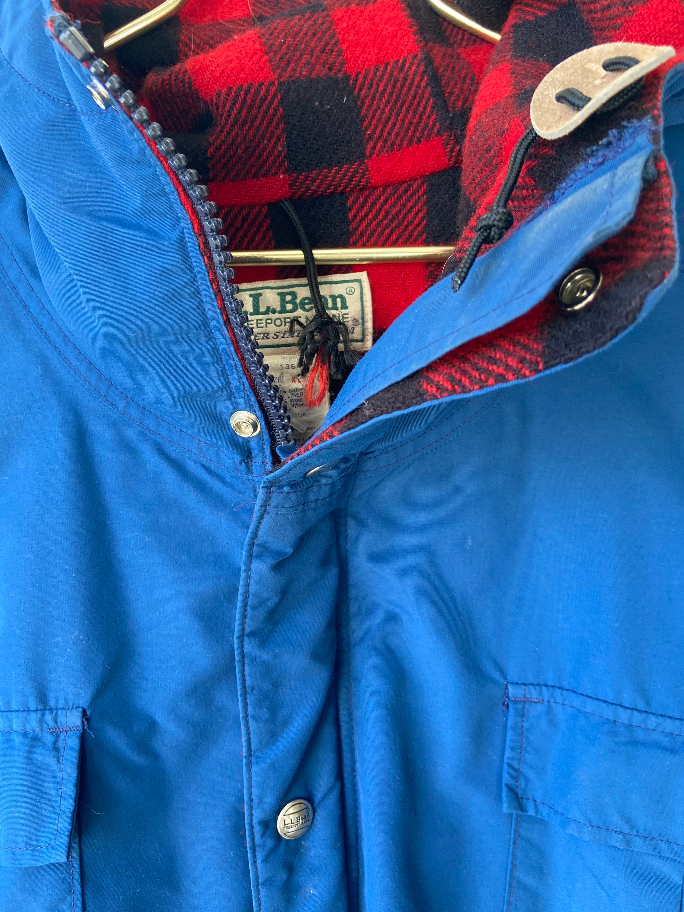 チェック柄裏地付きヴィンテージ LL Bean フード付きジャケット