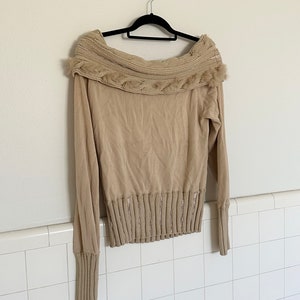 y2k off the shoulder fur sweater •medium•