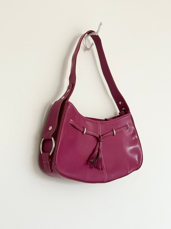 y2k pink tassel purse •leather•