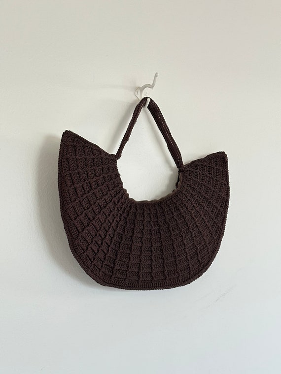 70s brown crochet bag - image 4