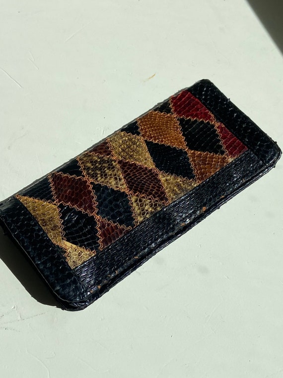 70s snakeskin patchwork bifold wallet