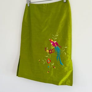 y2k silk poleci embroidered skirt • sm•