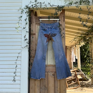 Jeans Levi’s Big Bell con etichetta arancione anni '70 •Patchwork• 646 • 28”