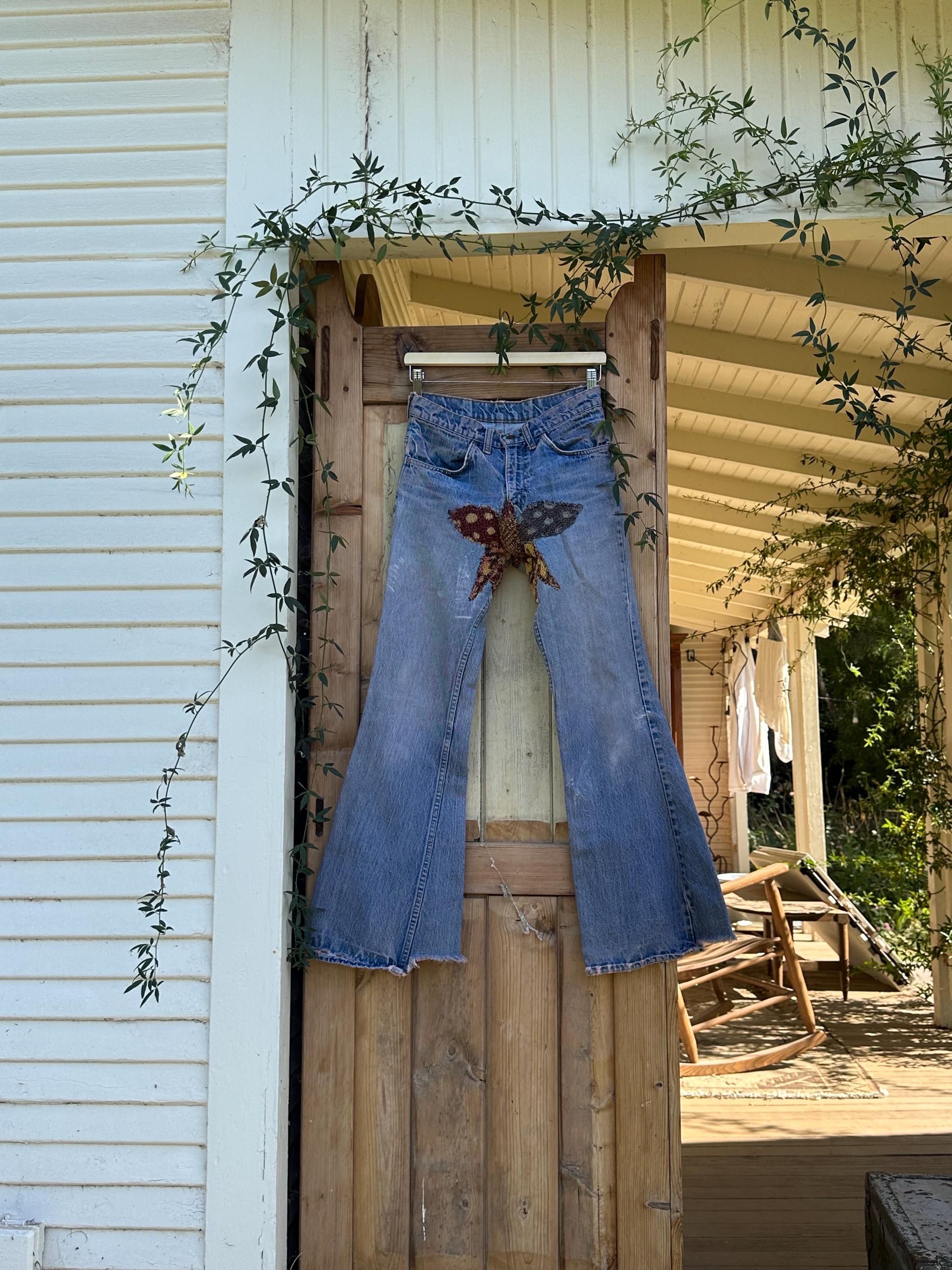 70s Butterfly Jeans - Etsy
