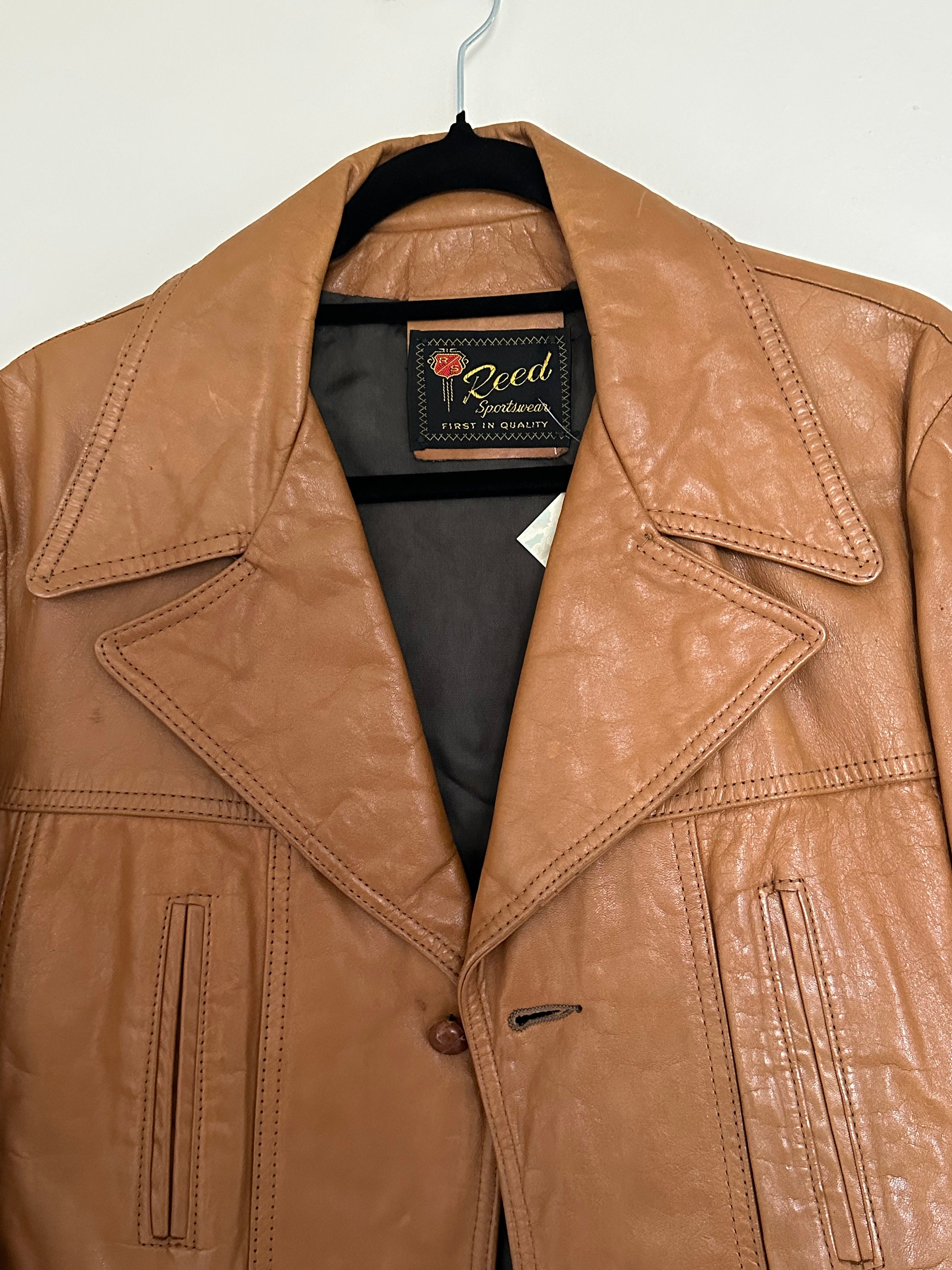 ▪️70’s【REED】 LEATHER JACKET 70s Reed Leather Jacket •medium• - Etsy