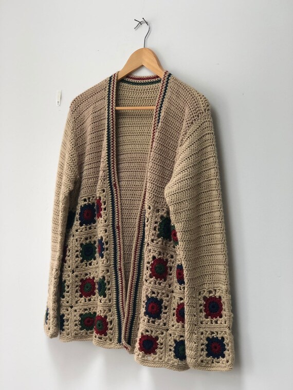 70s Grandma Square Cardigan -Crochet - image 3