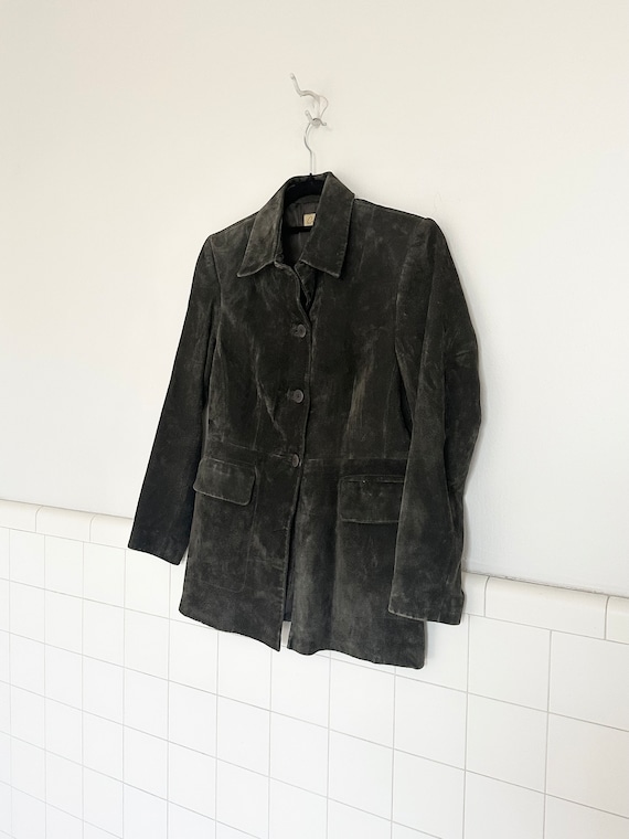 y2k olive green suede jacket •xs• - image 1