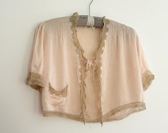 Chaqueta de cama de seda y encaje de los años 30 •s/m•