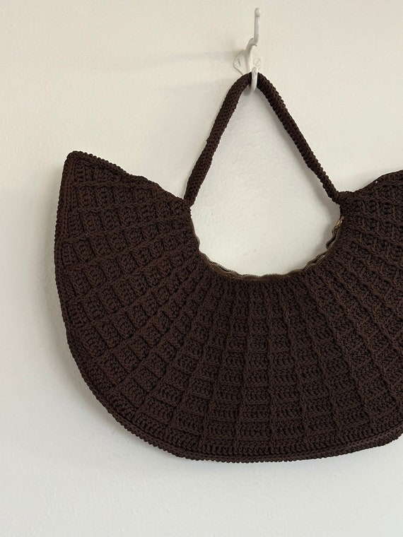 70s brown crochet bag - image 1