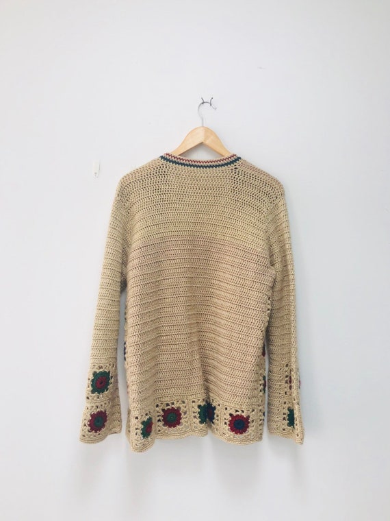 70s Grandma Square Cardigan -Crochet - image 4