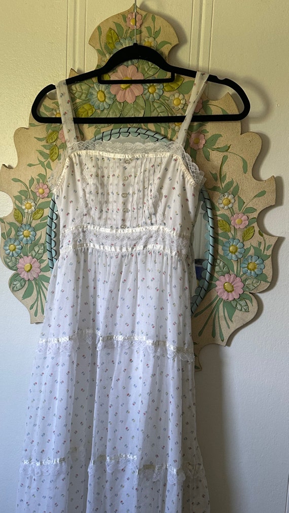 70s prairie floral dress • small•