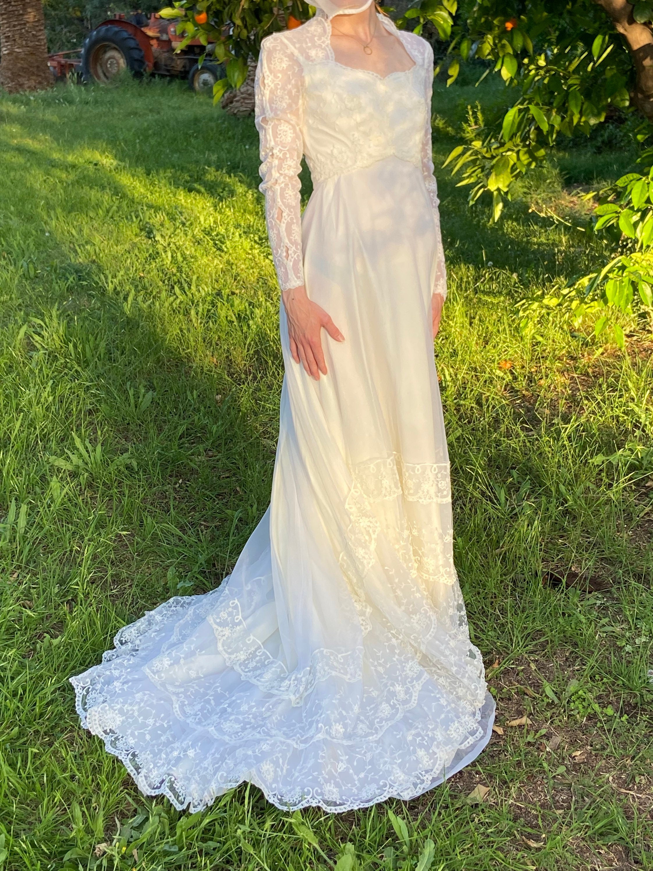 70s Italian Lace Wedding Dress Small - Etsy