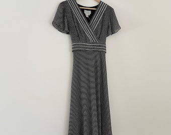 y2k silk polka dot midi dress• med•