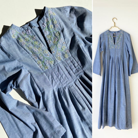 70s embroidered dress• medium•