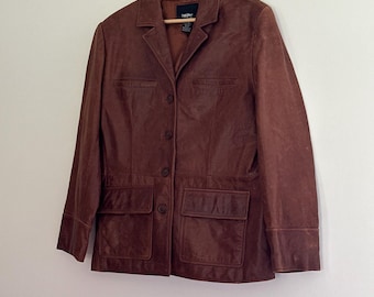 Y2k Brown Leather Jacket • large•