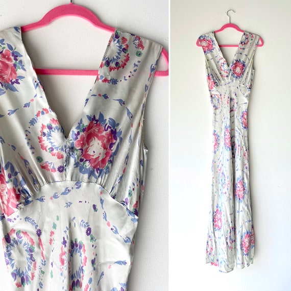 40 floral silk slip dress • small•