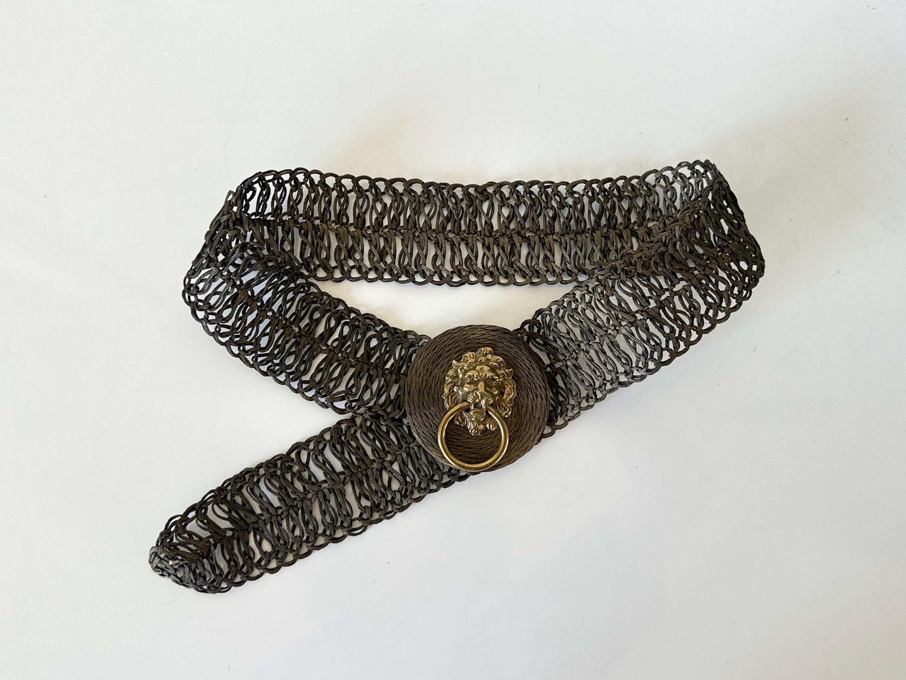 Vintage 80\'s statement belt lion head jungle braided stretchy one size 80s Lion Head Belt - Etsy Singapore main image 3