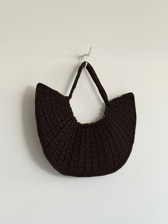 70s brown crochet bag - image 2