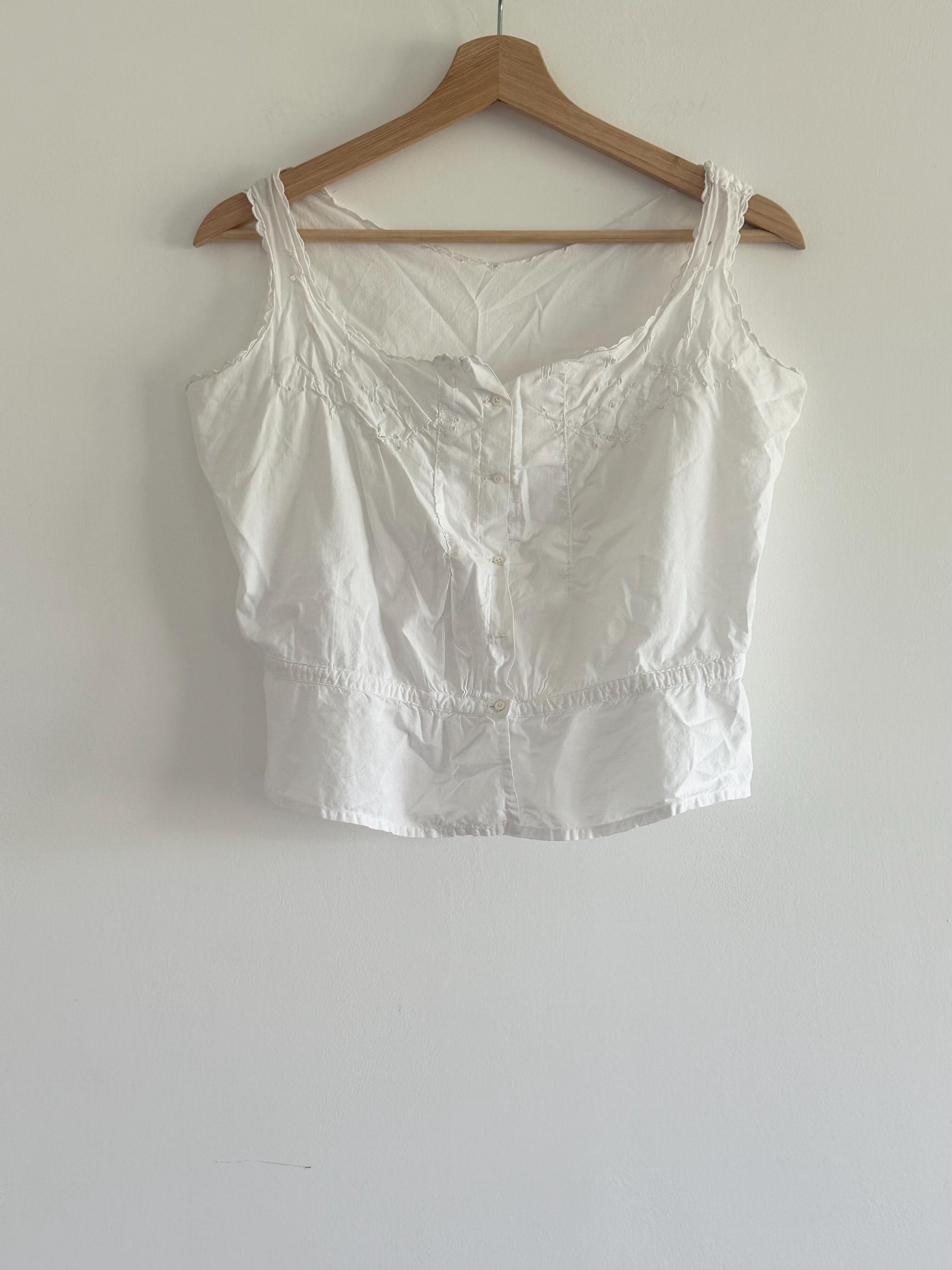 トップス 1900s Double Side Button Corset Cover 1900s Double Side Button Corset Cover（Antique White Cotton
