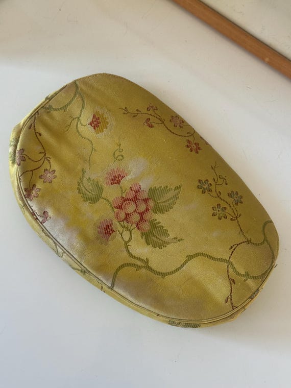 1950s Gold Floral Clutch • silk satin• View 3