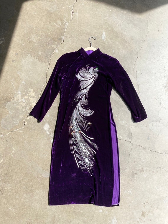 90s velvet Qipao / Cheongsam Dress• small•