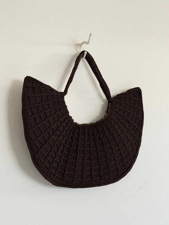 70s brown crochet bag - image 7