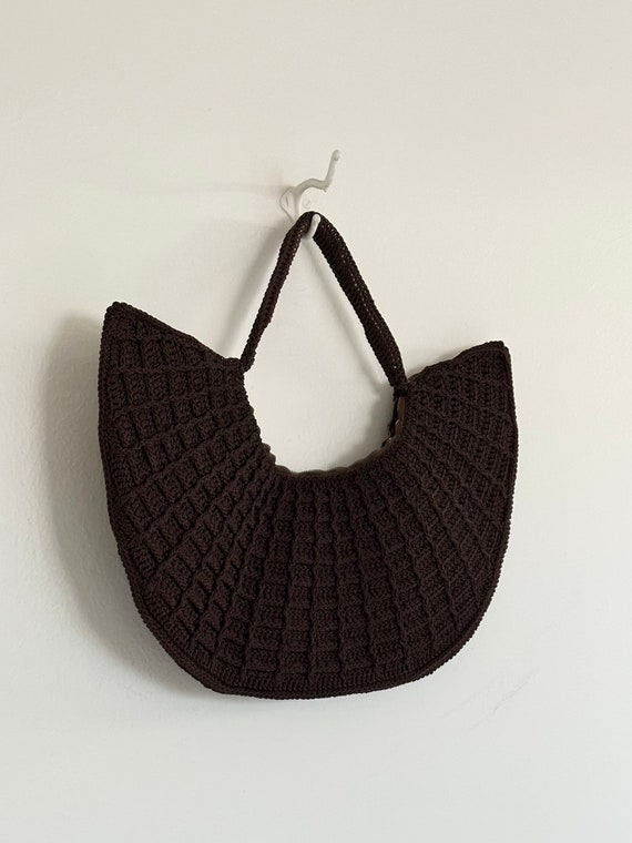 70s brown crochet bag - image 3