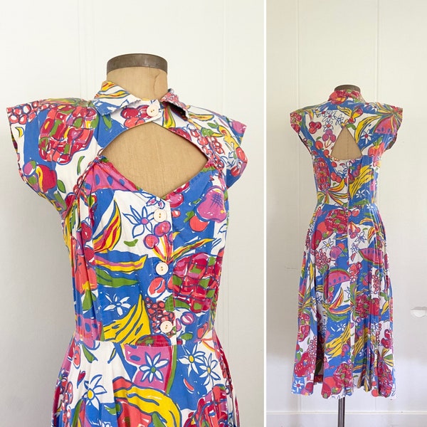 70s fruit print dress •m/l•