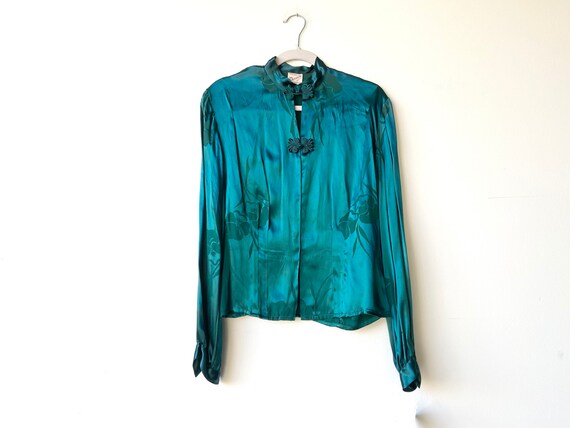 70s silk blouse • small•