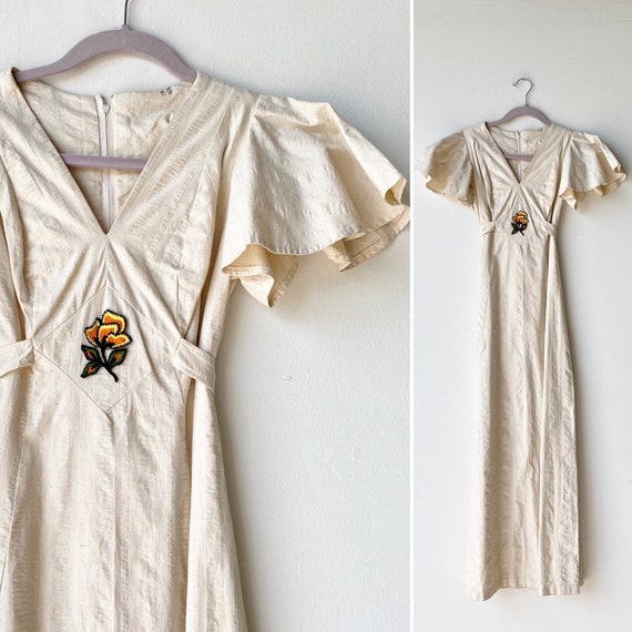 70s boho linen dress• 4/6 •