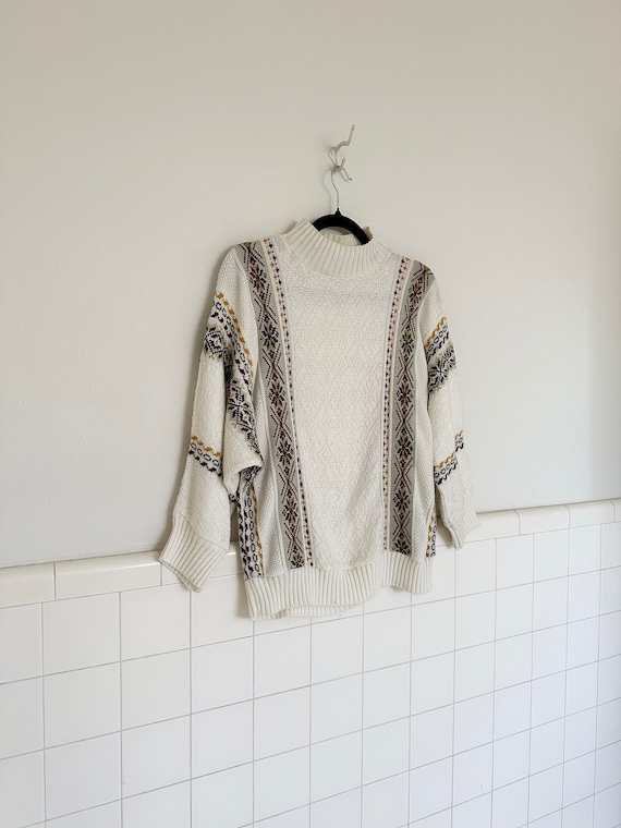 70s grandpa printed sweater • medium•