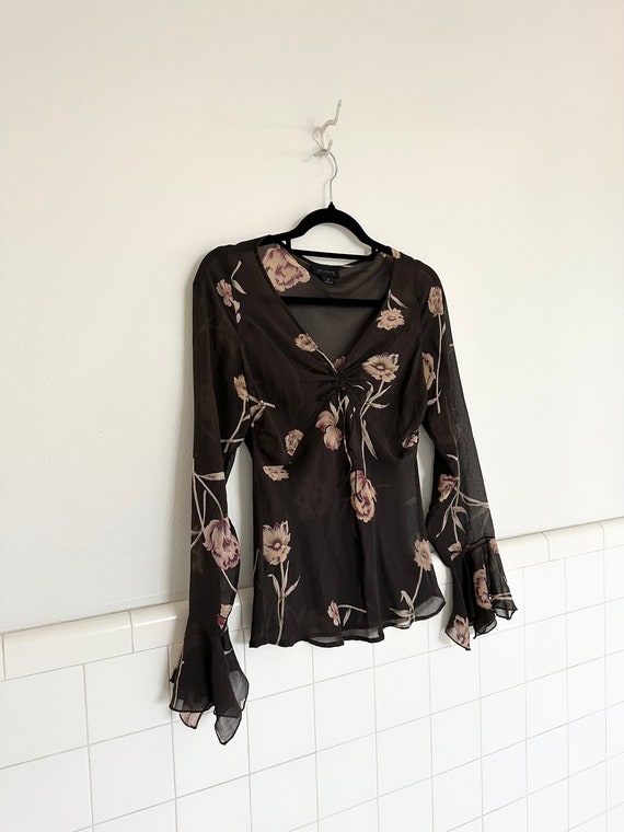 y2k silk floral blouse • medium•