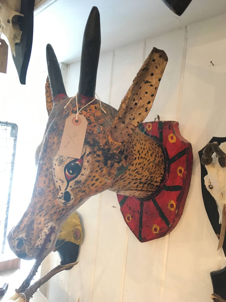painted deer ! ? head south indian folk art painted deer ! ? head south indian folk art