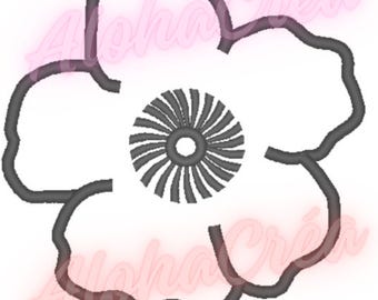 Machine Embroidery Design hibiscus flower (5 sizes) - Instant Digital Download