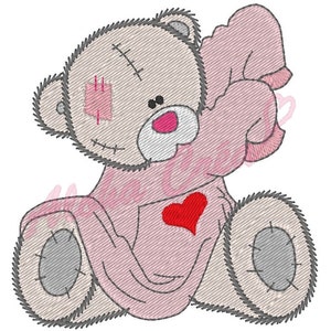 Machine Embroidery Design cute sweety grey teddy bear - Instant Digital Download