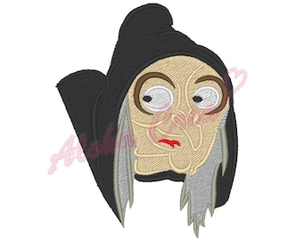 HALLOWEEN Machine Embroidery Design scary old witch head - Instant Digital Download