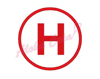 Machine Embroidery Design H hospital helicopter Pack (6 sizes) - Instant Digital Download