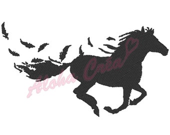 Machine Embroidery Design shadow / outline horse feather - Instant Digital Download