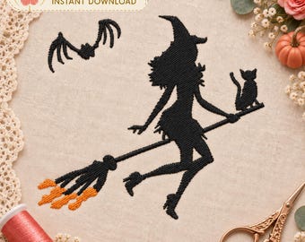 Machine Embroidery Design Witch halloween (3 sizes) - Instant Digital Download