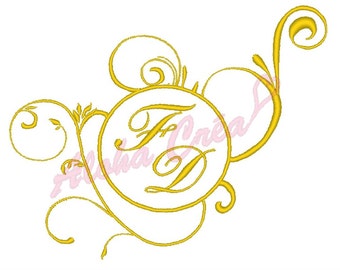 Machine Embroidery Design arabesque initials - Instant Digital Download