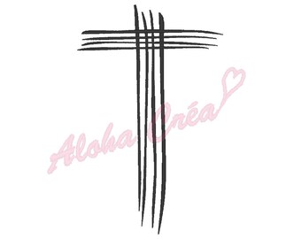 Machine Embroidery Design cross art lines (9 sizes) - Instant Digital Download