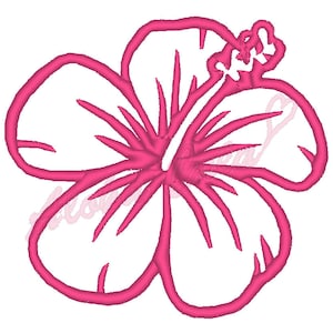 Machine Embroidery Design hibiscus flower (4 sizes) - Instant Digital Download