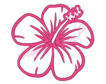 Machine Embroidery Design hibiscus flower (4 sizes) - Instant Digital Download