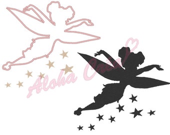 Machine Embroidery Design shadow fairy / applique fairy- Instant Digital Download
