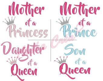 Machine embroidery designs pack royal family inscription - 4 models - 3 sizes each - instant download