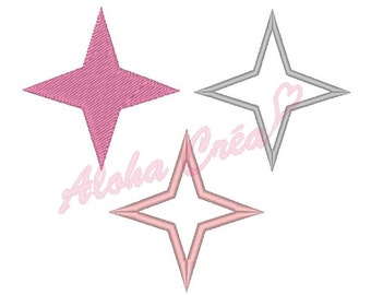 Machine Embroidery Design pack Stars 4 branches (13 size)  - Instant Digital Download