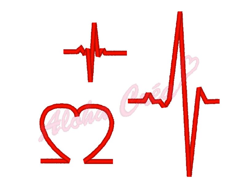 Machine Embroidery Designs Pack Cardiac Rhythm Heart Beat 3 Etsy