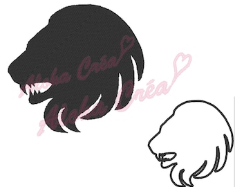 Machine Embroidery Design astrological sign zodiac symbol lion shadow + applique (4 sizes) - Instant Digital Download